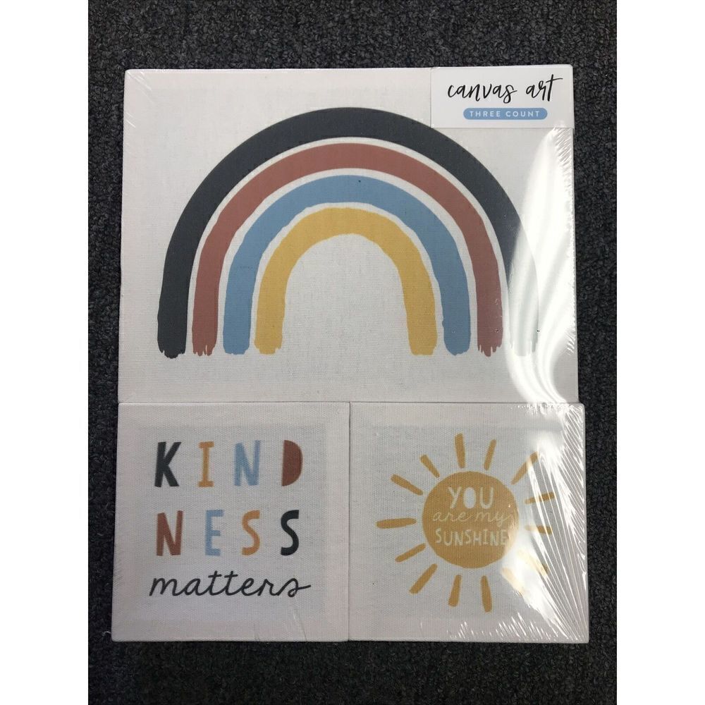 NEW Horizon Group Kindness Matters You Are My Sunshine Canvas Art Three Count